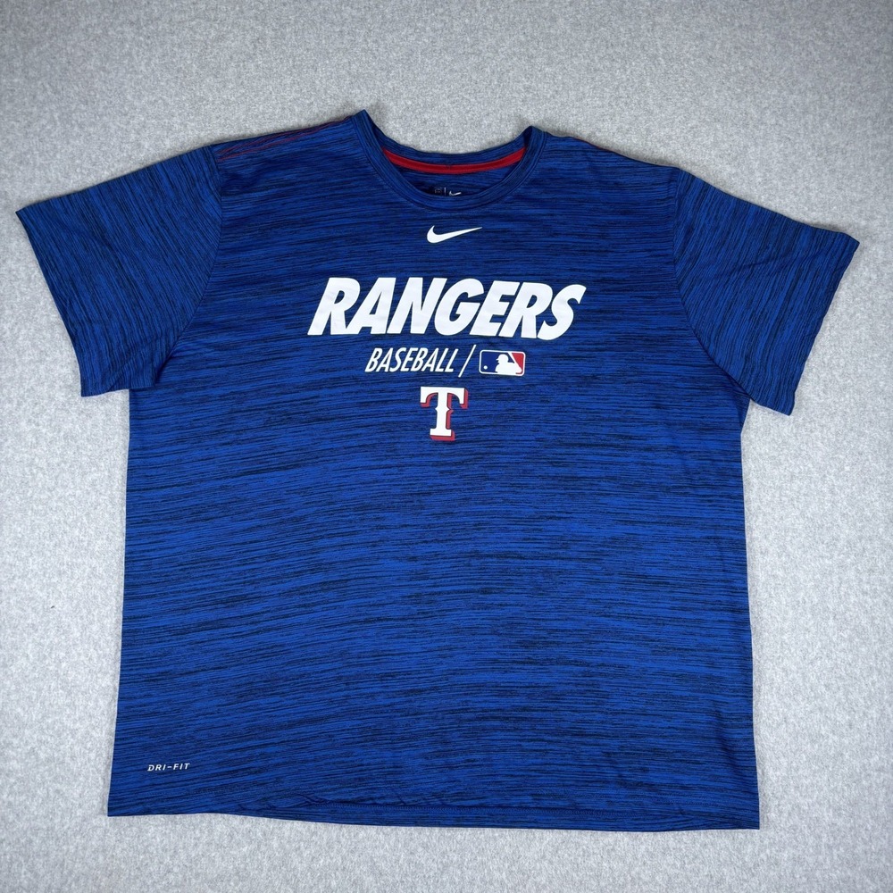 Nike Texas Rangers T-Shirt Mens XL Blue Dri-FIT Space Dye MLB Baseball Tee - Picture 2 of 13